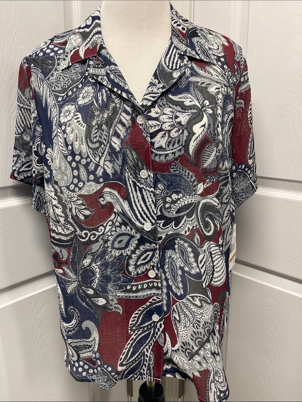 Alfred Dunner Floral Lined Short Sleeve Blouse NWT Size 16W